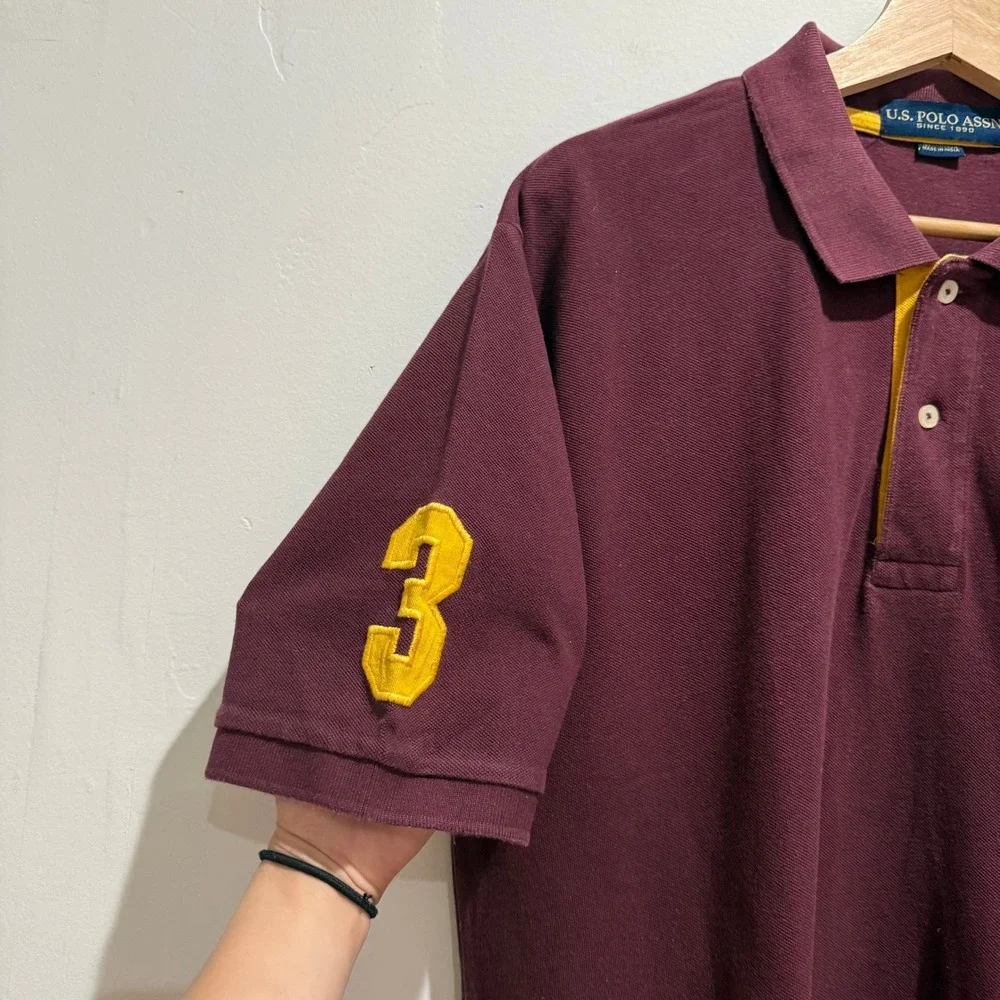 Y2K US Polo‎ Assn Mens Maroon Short Sleeve Polo Shirt Size XL